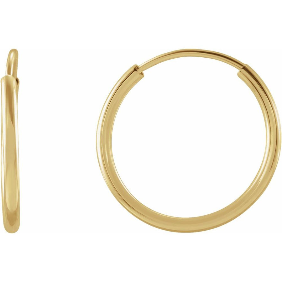 14K Flexible Endless Tube 12 mm Hoop Earrings