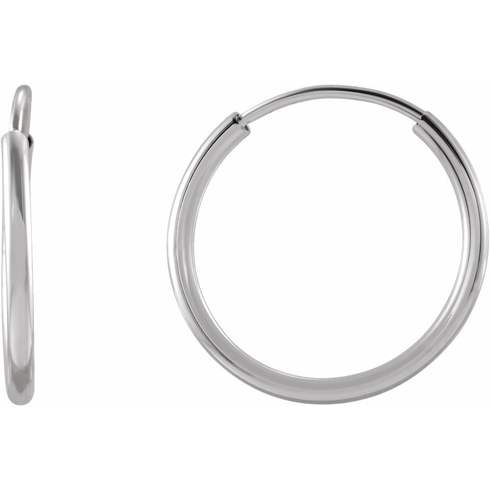 14K Flexible Endless Tube 12 mm Hoop Earrings