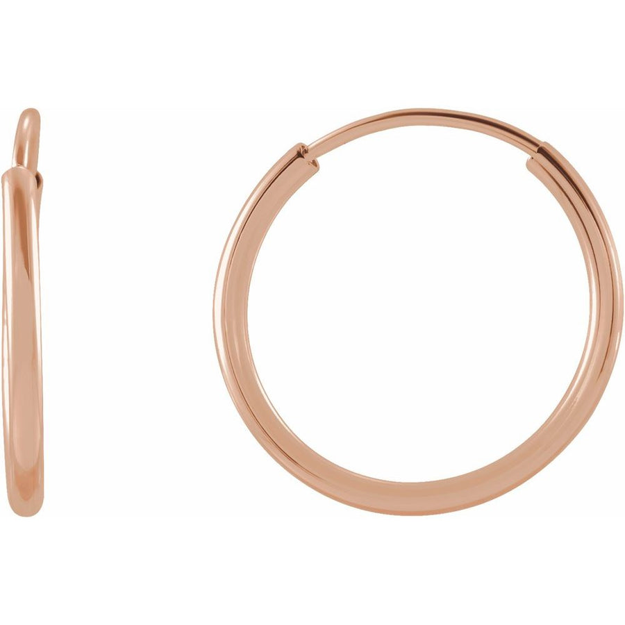 14K Flexible Endless Tube 12 mm Hoop Earrings