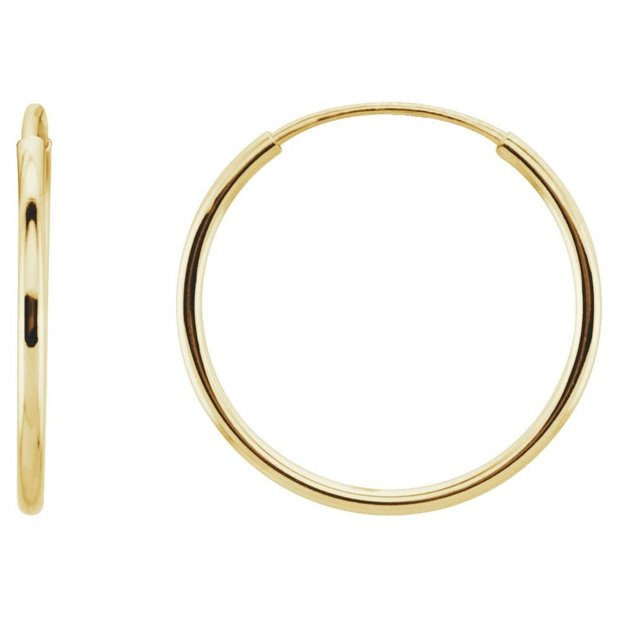14K Endless Tube 15 mm Hoop Earrings