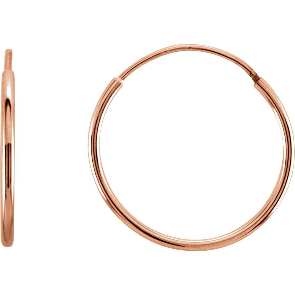 14K Endless Tube 15 mm Hoop Earrings