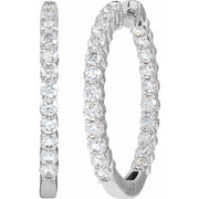 14K 3 CTW Natural Diamond Inside-Outside Hinged 30 mm Hoop Earrings