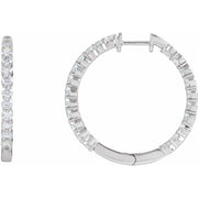 14K 3 CTW Natural Diamond Inside-Outside Hinged 30 mm Hoop Earrings