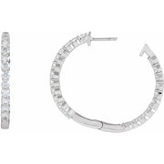 14K 3 CTW Natural Diamond Inside-Outside Hinged 30 mm Hoop Earrings