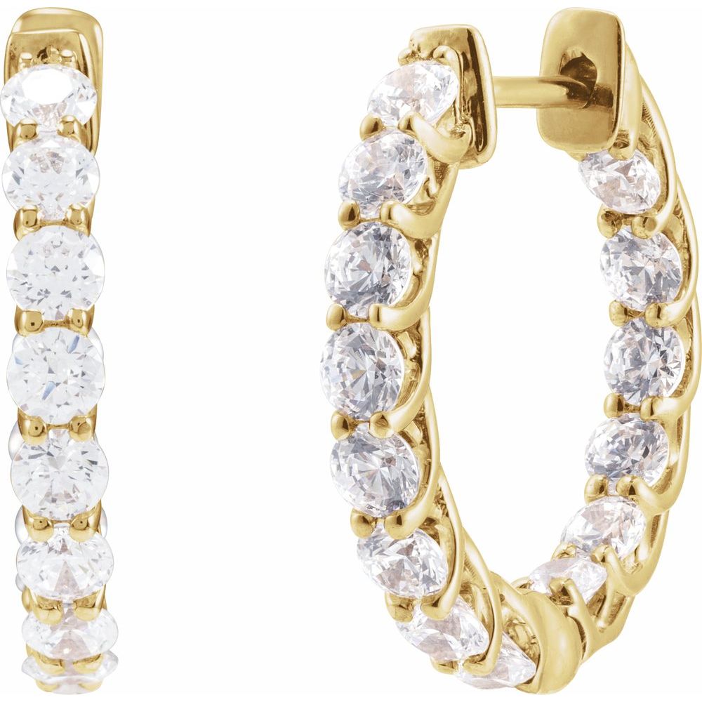 14K 2 1/5 CTW Lab-Grown Diamond Inside-Outside 19.7 mm Hoop Earrings
