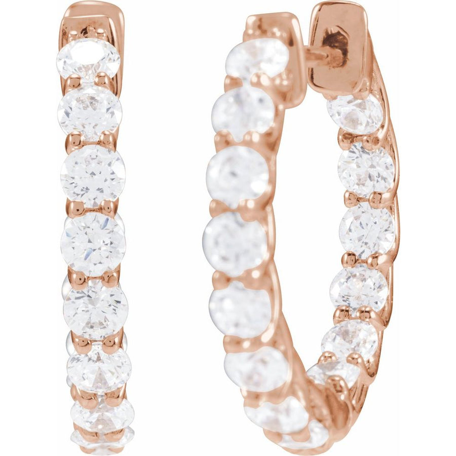 14K 2 1/5 CTW Lab-Grown Diamond Inside-Outside 19.7 mm Hoop Earrings