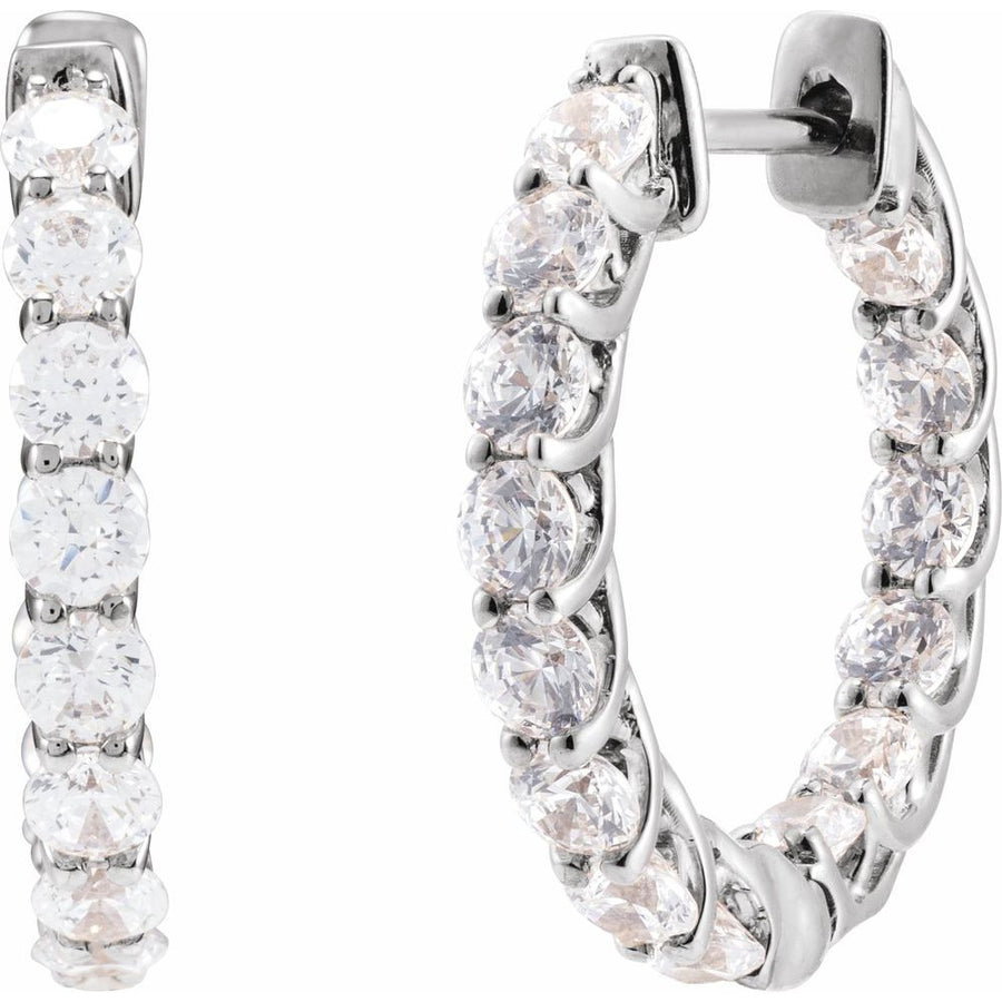 14K 2 1/5 CTW Lab-Grown Diamond Inside-Outside 19.7 mm Hoop Earrings
