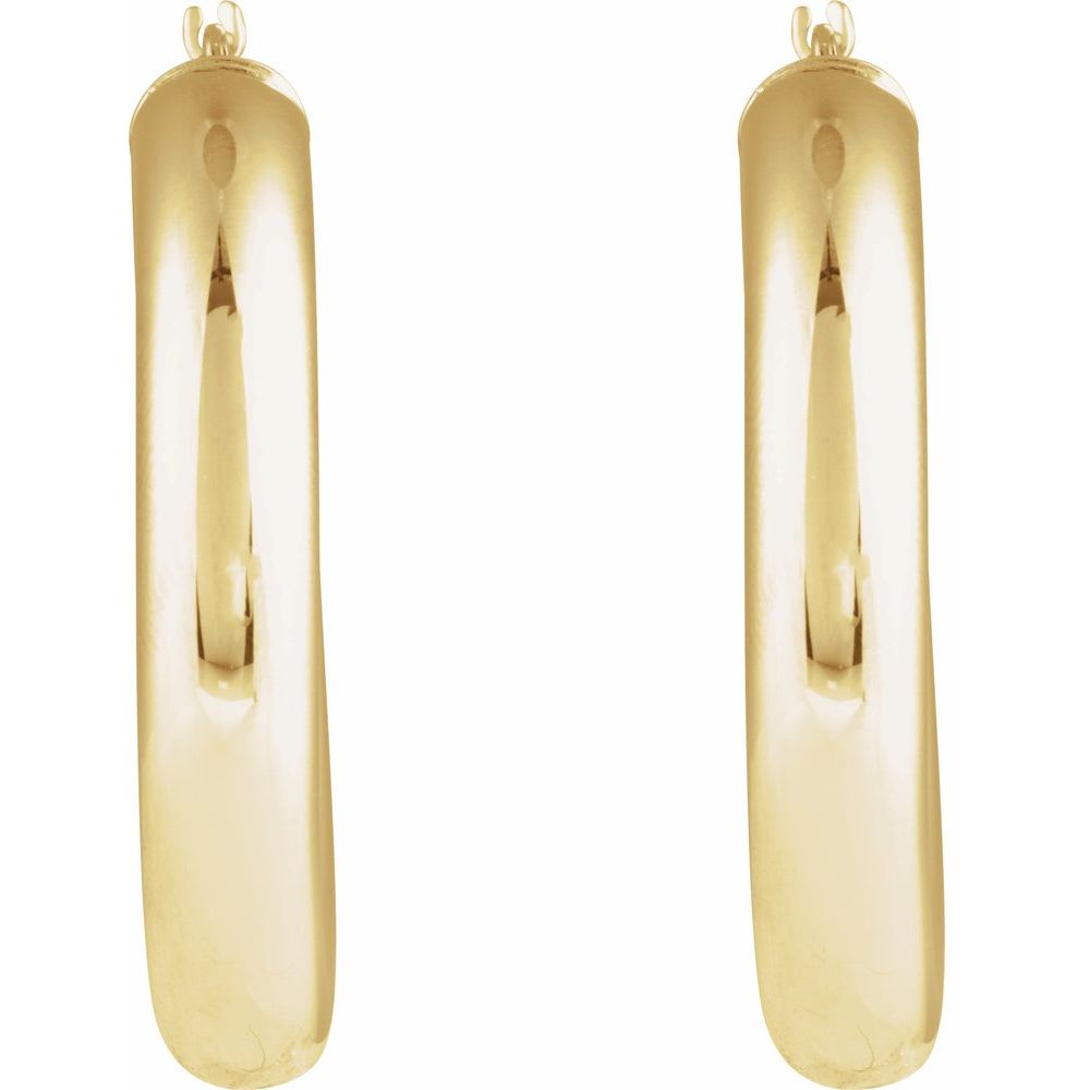 14K Round Tube 30 mm Hoop Earrings