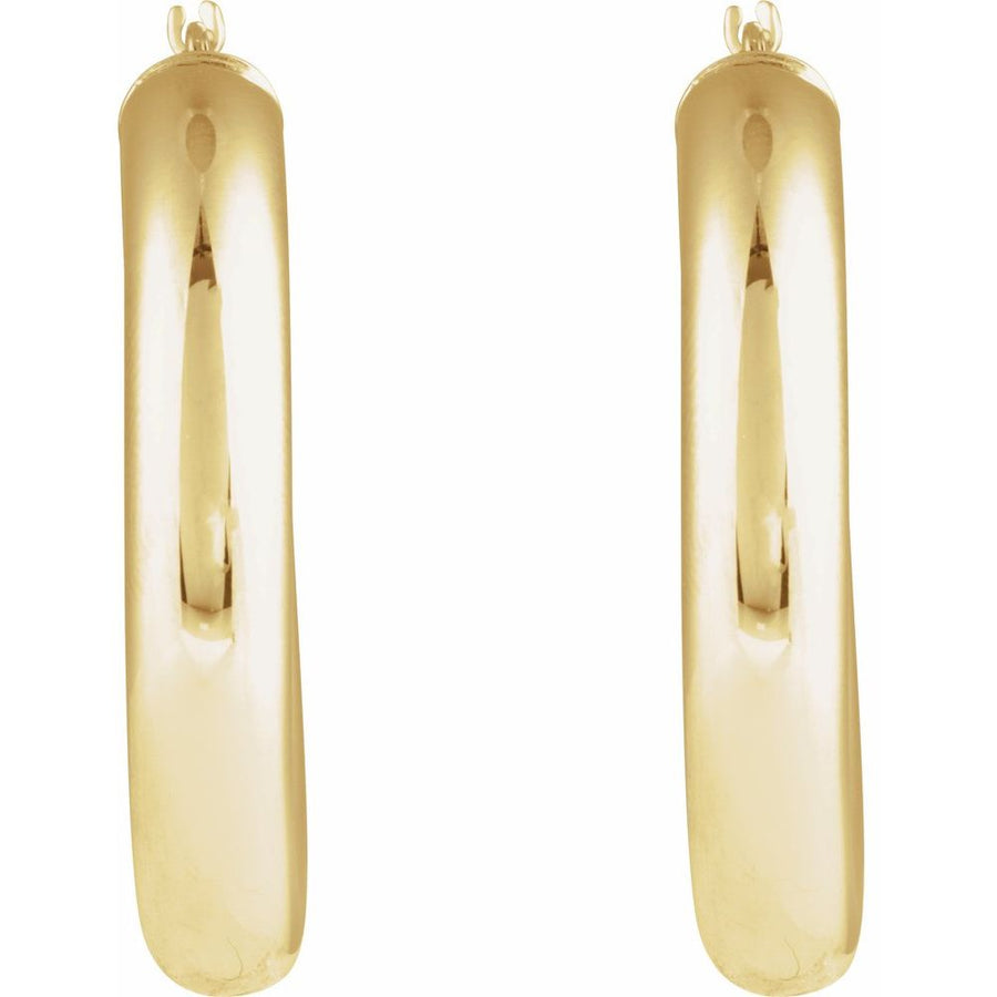 14K Round Tube 30 mm Hoop Earrings