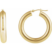 14K Round Tube 30 mm Hoop Earrings