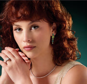 14K Yellow Natural Peridot & Lab-Grown Emerald Dangle Earrings