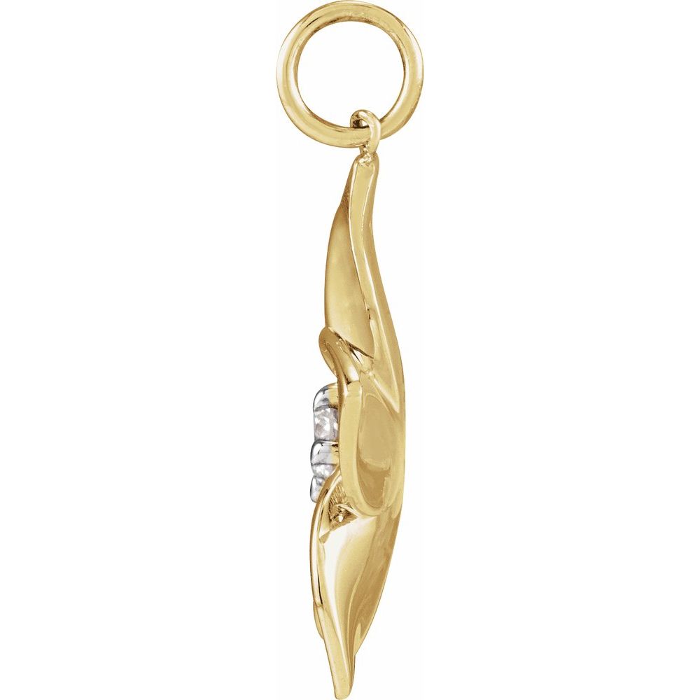 14K .08 CT Natural Diamond Plumeria Flower Pendant