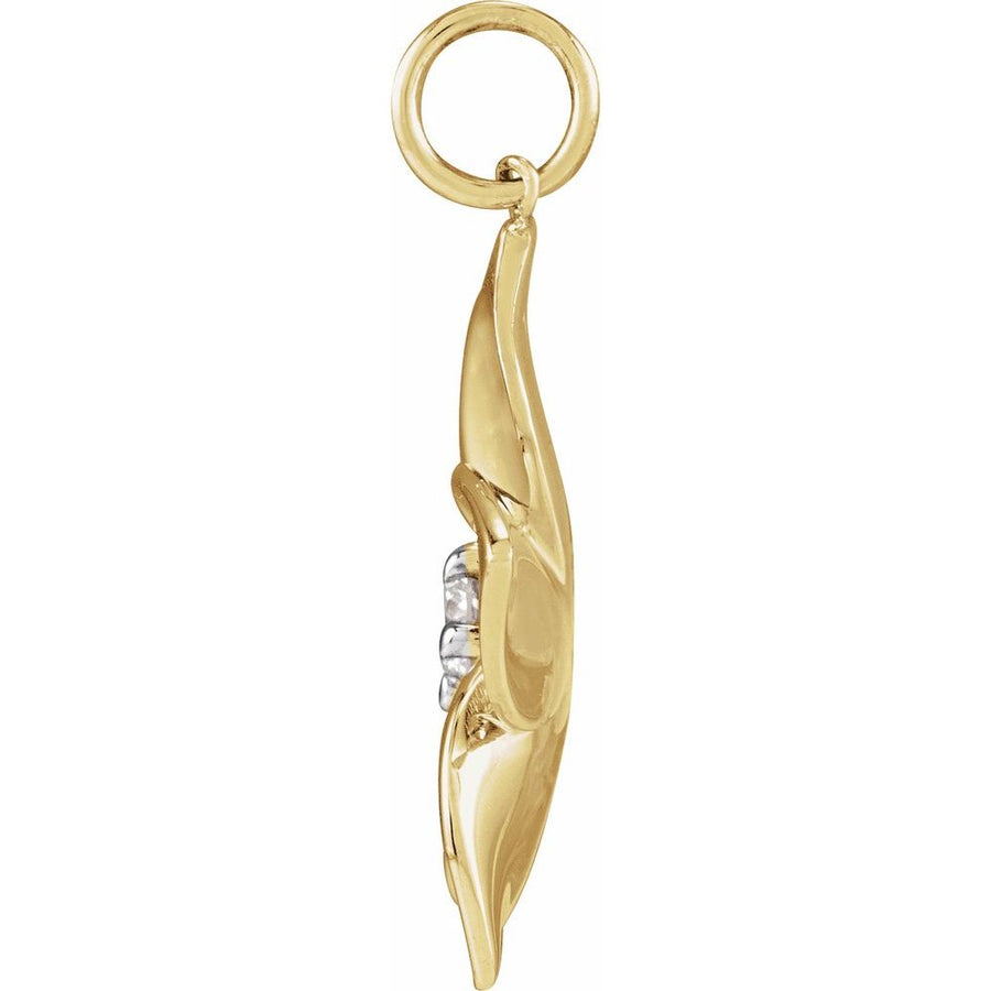 14K .08 CT Natural Diamond Plumeria Flower Pendant