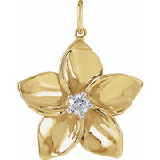 .08 CTW Natural Diamond Plumeria Flower Pendant