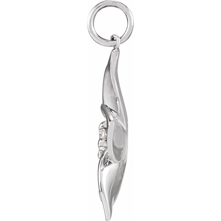 14K .08 CT Natural Diamond Plumeria Flower Pendant