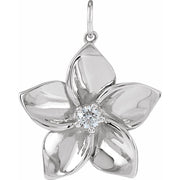 .08 CTW Natural Diamond Plumeria Flower Pendant