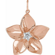 .08 CTW Natural Diamond Plumeria Flower Pendant