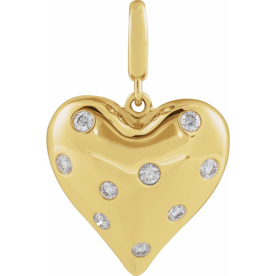 1/6 CTW Natural Diamond Puffy Heart Charm/Pendant