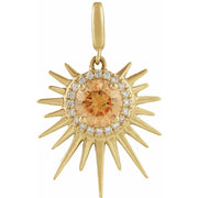 Natural Citrine & 1/10 CTW Natural Diamond Halo-Style Sun Charm/Pendant