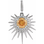Natural Citrine & 1/10 CTW Natural Diamond Halo-Style Sun Charm/Pendant