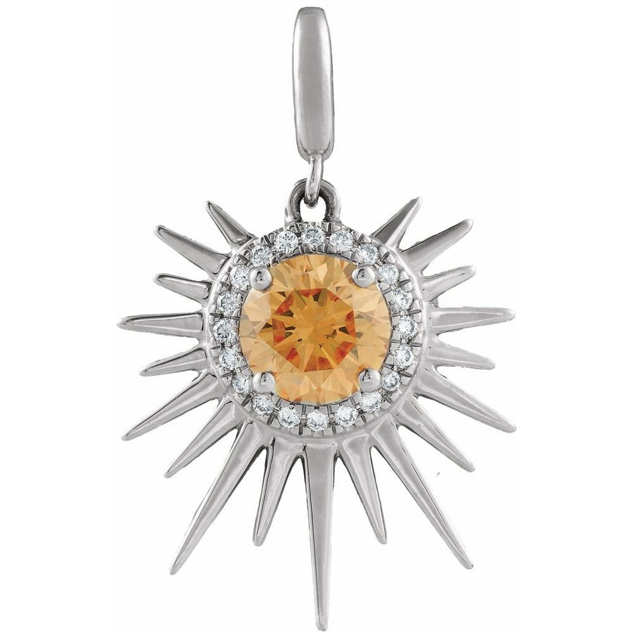 Natural Citrine & 1/10 CTW Natural Diamond Halo-Style Sun Charm/Pendant