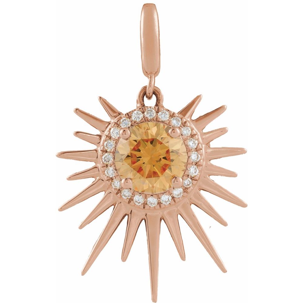 Natural Citrine & 1/10 CTW Natural Diamond Halo-Style Sun Charm/Pendant