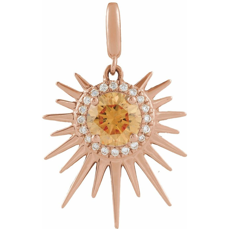 Natural Citrine & 1/10 CTW Natural Diamond Halo-Style Sun Charm/Pendant