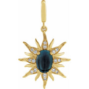 Natural London Blue Topaz & 1/10 CTW Natural Diamond Sun Charm/Pendant