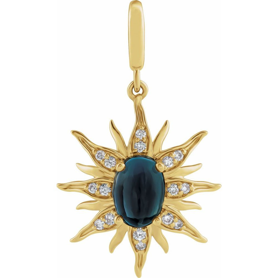 Natural London Blue Topaz & 1/10 CTW Natural Diamond Sun Charm/Pendant