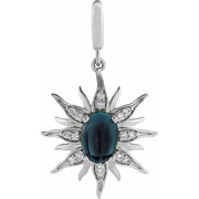 Natural London Blue Topaz & 1/10 CTW Natural Diamond Sun Charm/Pendant
