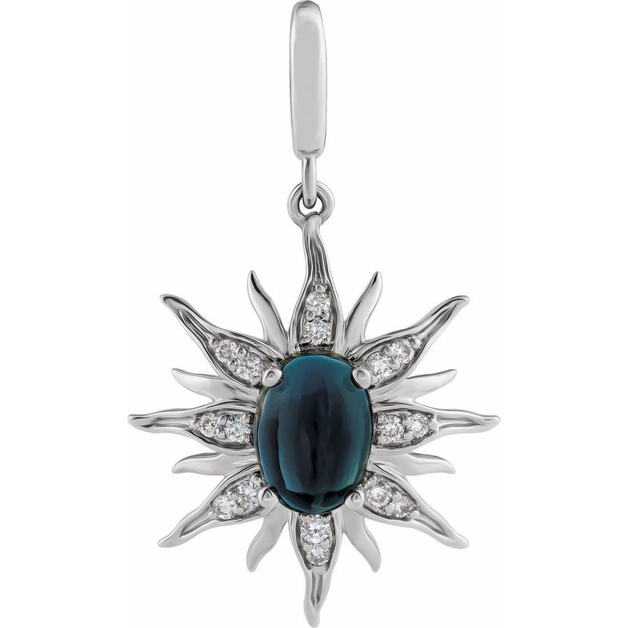 Natural London Blue Topaz & 1/10 CTW Natural Diamond Sun Charm/Pendant