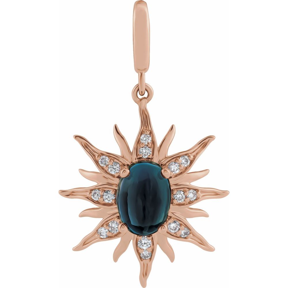 Natural London Blue Topaz & 1/10 CTW Natural Diamond Sun Charm/Pendant