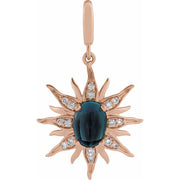 Natural London Blue Topaz & 1/10 CTW Natural Diamond Sun Charm/Pendant
