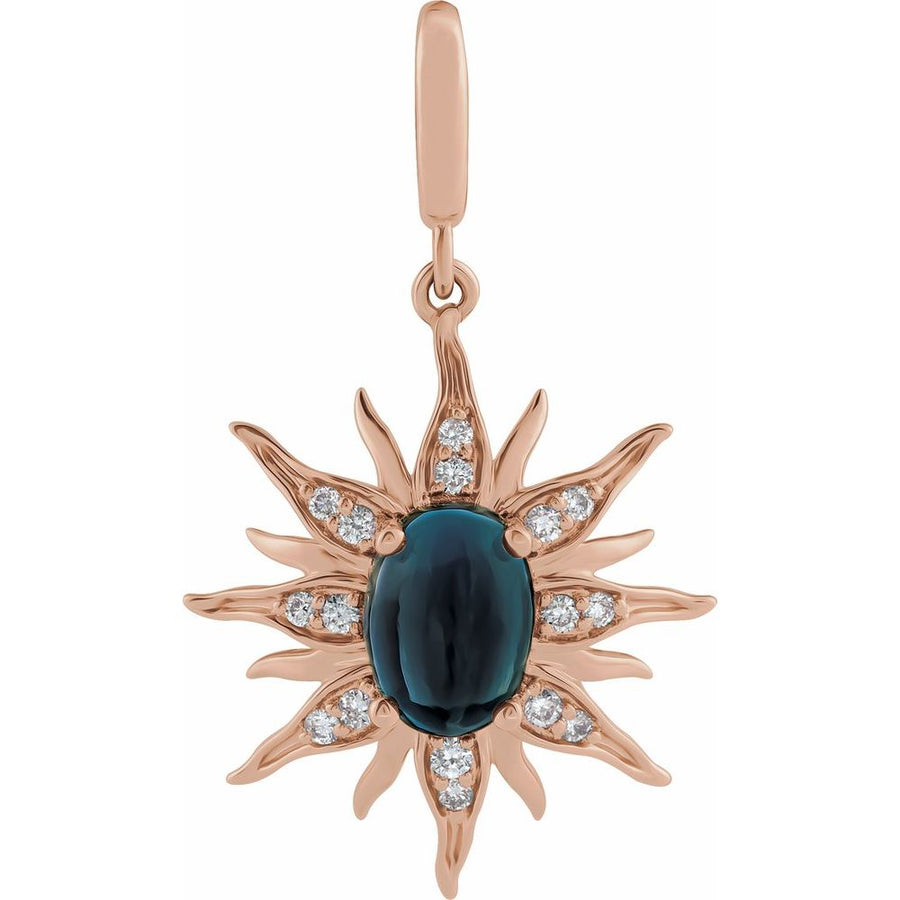 Natural London Blue Topaz & 1/10 CTW Natural Diamond Sun Charm/Pendant