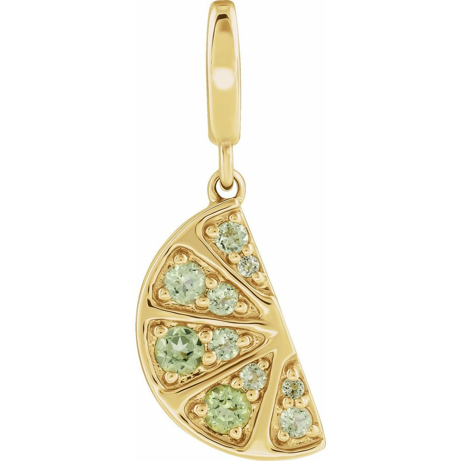 Natural Peridot Lime Wedge Charm/Pendant
