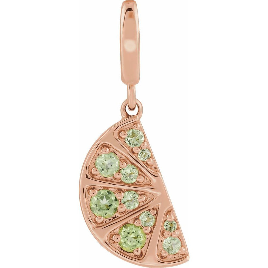 Natural Peridot Lime Wedge Charm/Pendant