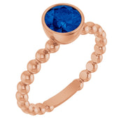 14K Natural Blue Sapphire Family Beaded Stackable Ring