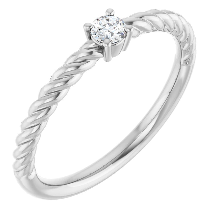 14K 1/10 CT Natural Diamond Solitaire Rope Ring