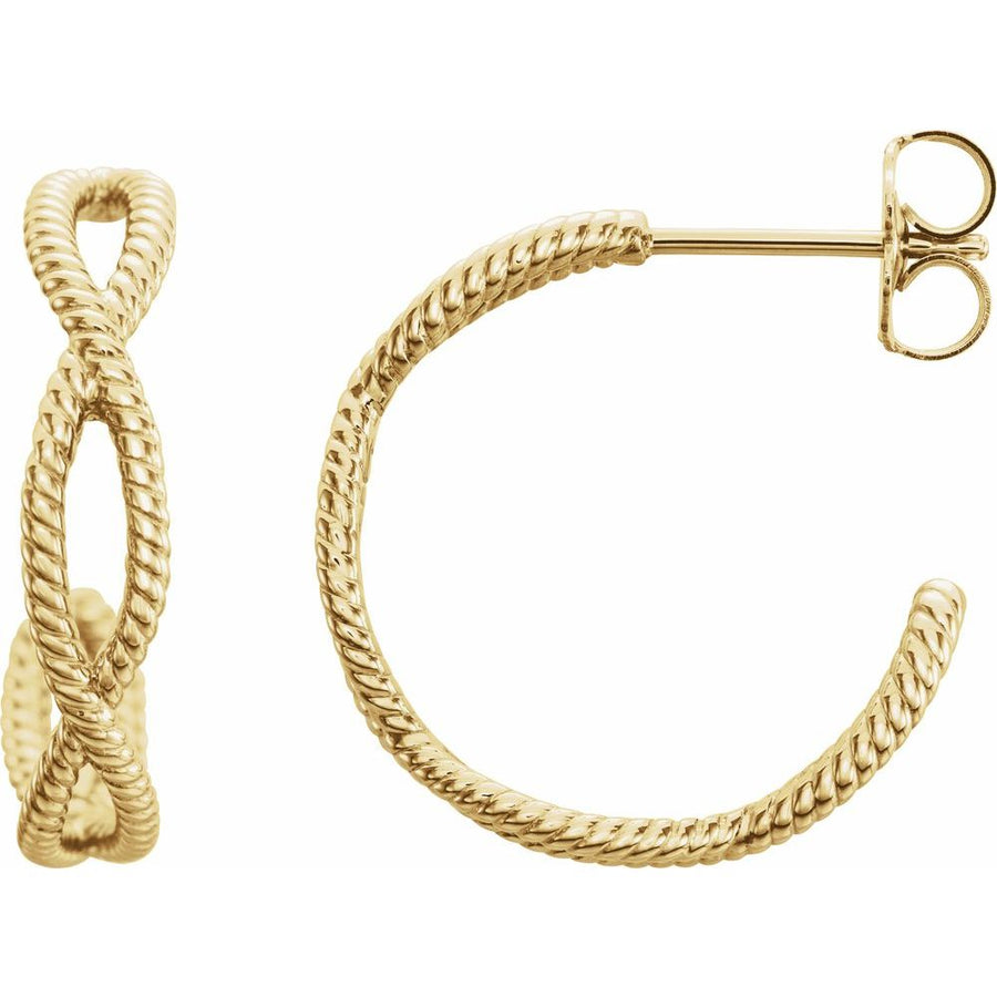 14K Rope Hoop Earrings