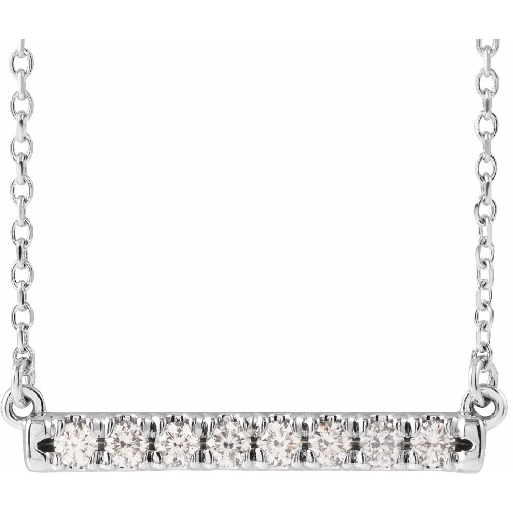 14K 1/4 CTW Lab-Grown Diamond French-Set Bar 18" Necklace