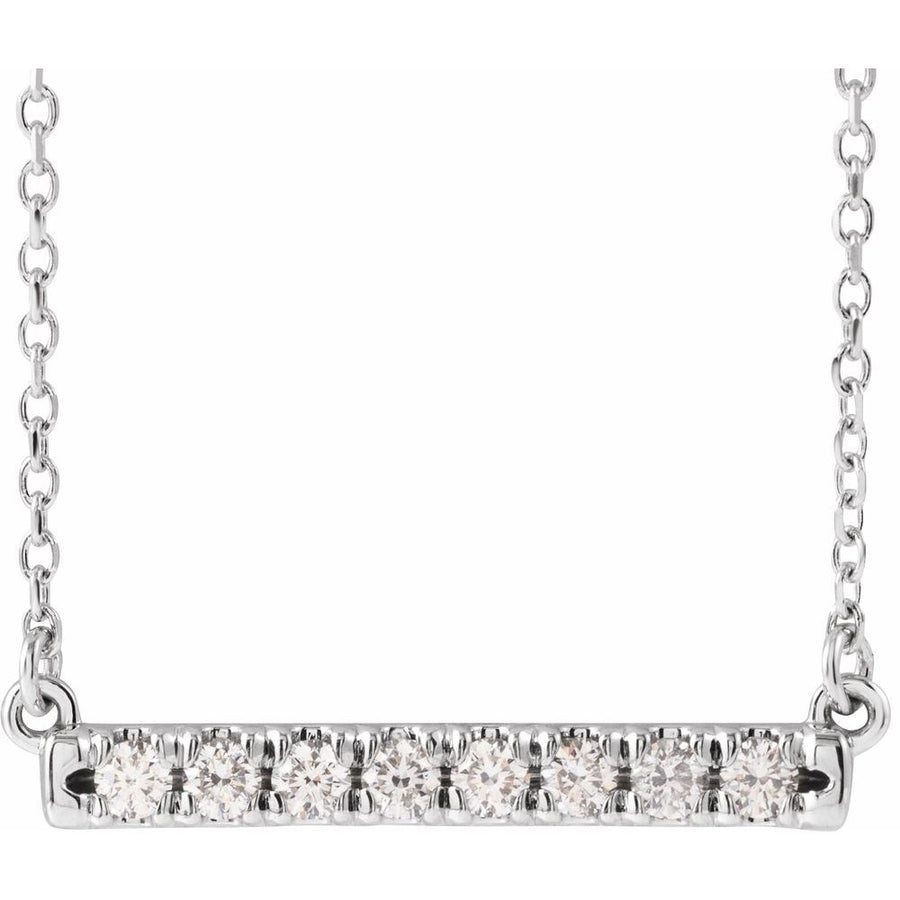 14K 1/4 CTW Lab-Grown Diamond French-Set Bar 18" Necklace