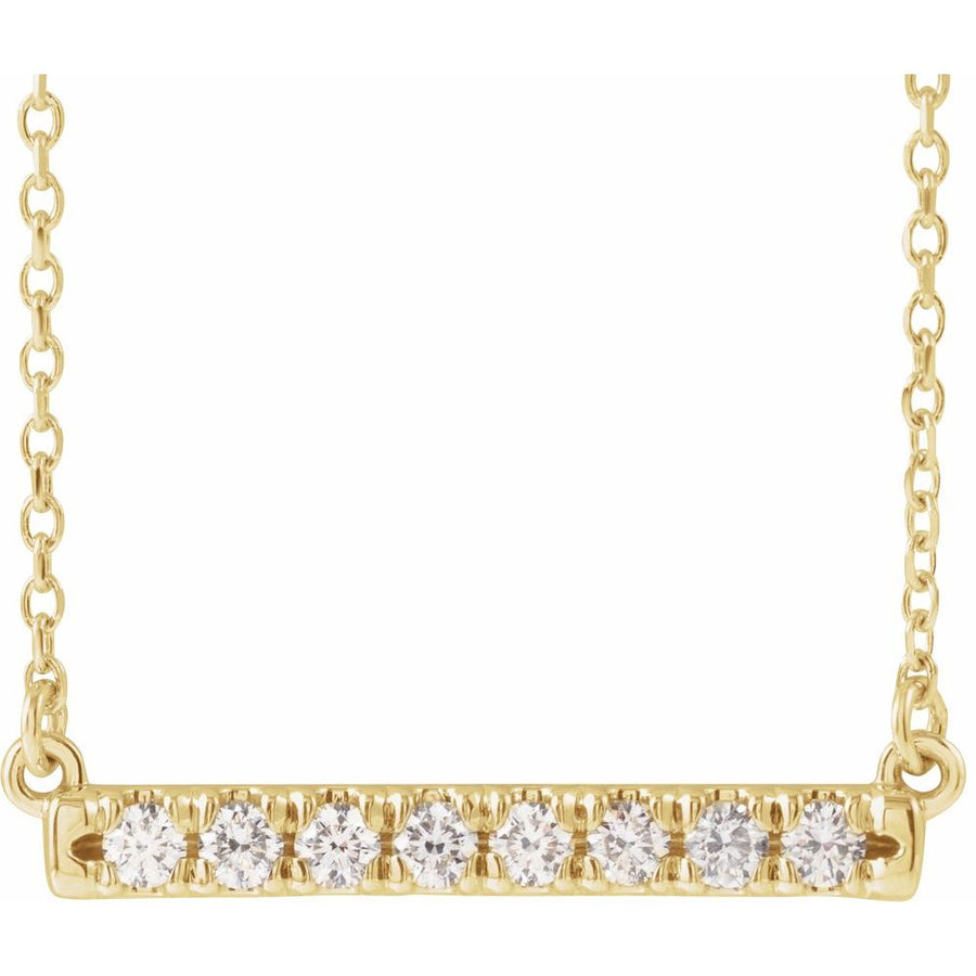 14K 1/4 CTW Lab-Grown Diamond French-Set Bar 18" Necklace