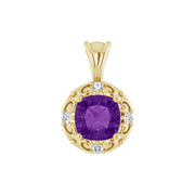 Natural Amethyst & 1/8 CTW Natural Diamond Pendant