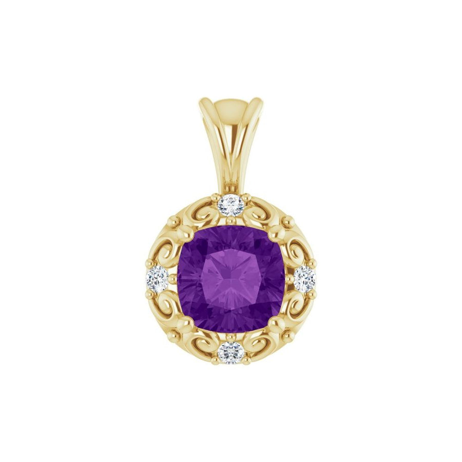 Natural Amethyst & 1/8 CTW Natural Diamond Pendant