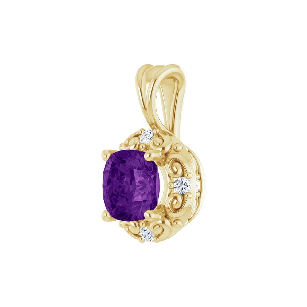 Natural Amethyst & 1/8 CTW Natural Diamond Pendant