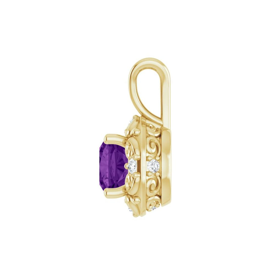 Natural Amethyst & 1/8 CTW Natural Diamond Pendant