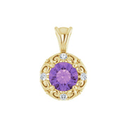 Natural Amethyst & 1/8 CTW Natural Diamond Pendant