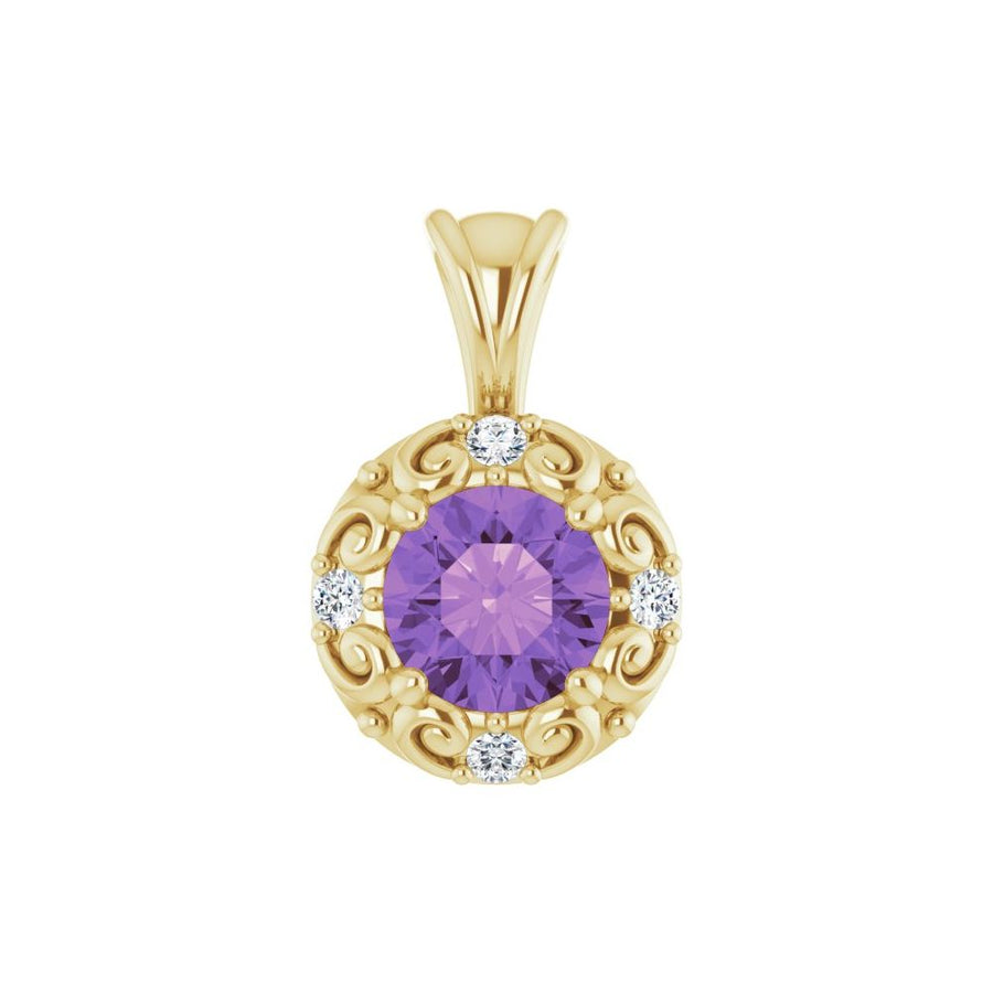 Natural Amethyst & 1/8 CTW Natural Diamond Pendant