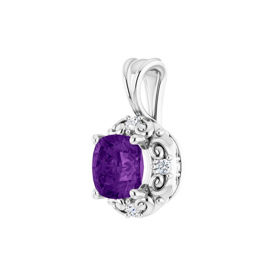 Natural Amethyst & 1/8 CTW Natural Diamond Pendant