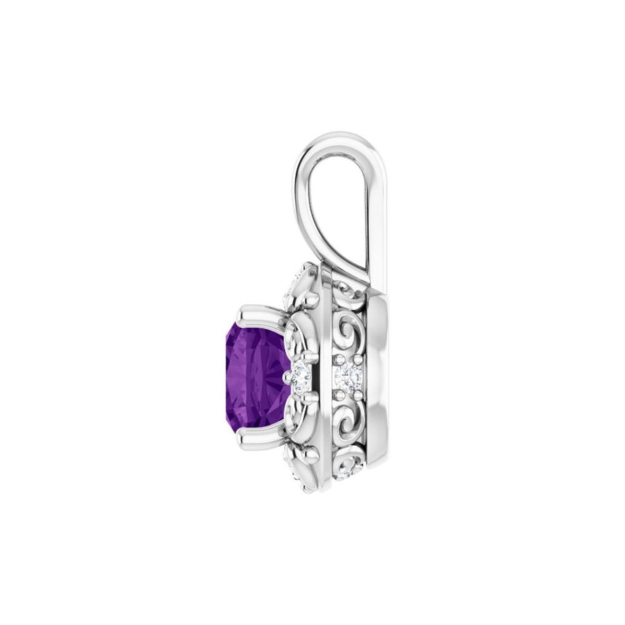 Natural Amethyst & 1/8 CTW Natural Diamond Pendant